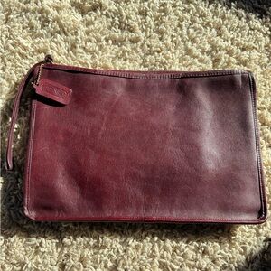 Coach Burgundy/Dark Red Vintage Large Leather Clutch Wristlet 70’s/80’s